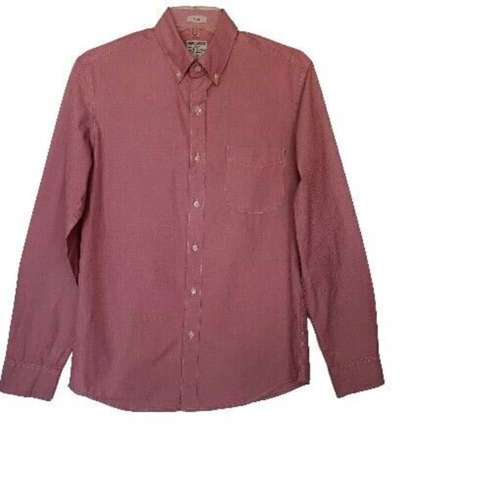 J Crew Men's Size S Slim Fit Long Sleeve Red Organic Cotton Button Down Shirt